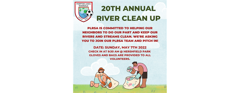 Join PLRSA at the 20th Annual Pompton Lakes River Clean Up
